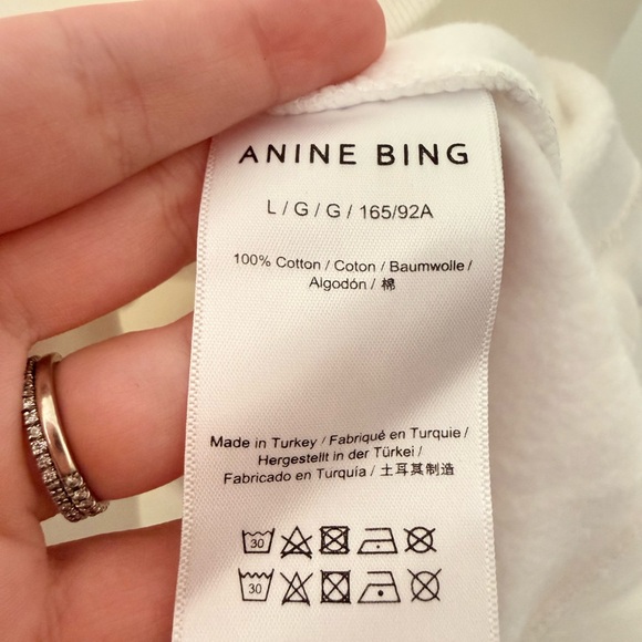 NWT Anine Bing MILES SWEATSHIRT FRAMED MONOGRAM white size large - Picture 5 of 7